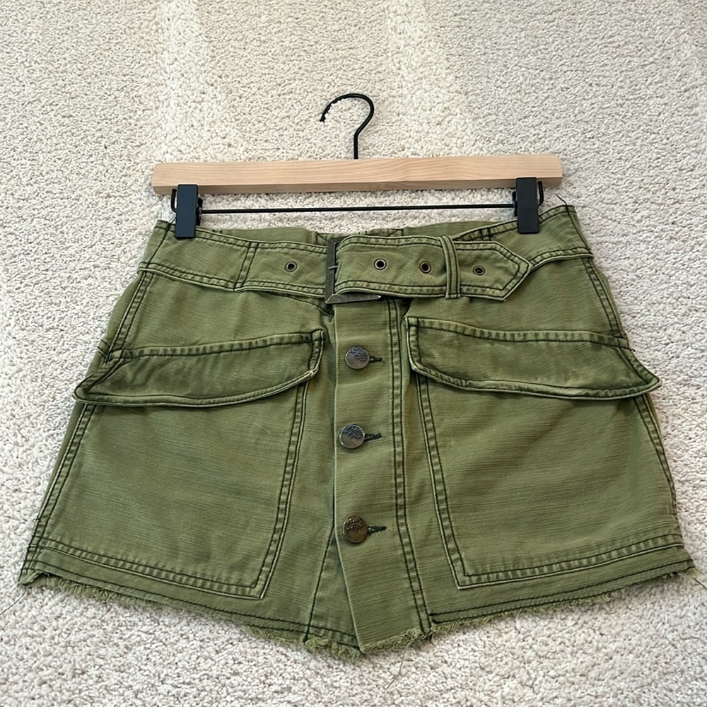 Free People Olive Mini Skirt
